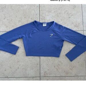 GYMSHARK Women's cropped top Small Purple Blue long sleeve New NWOT